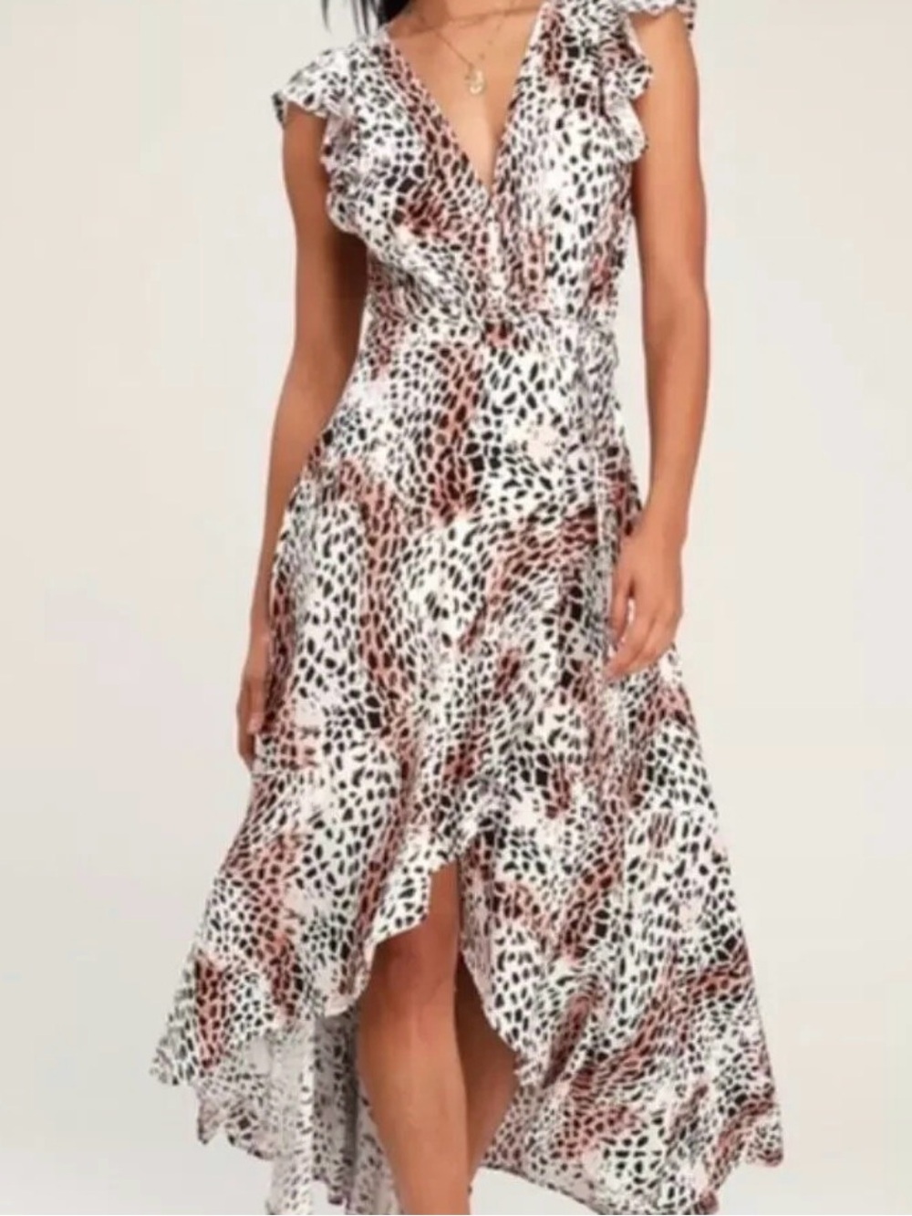 Kivari Animal-Print Maxi Dress in White and Brown - Picture 3 of 7